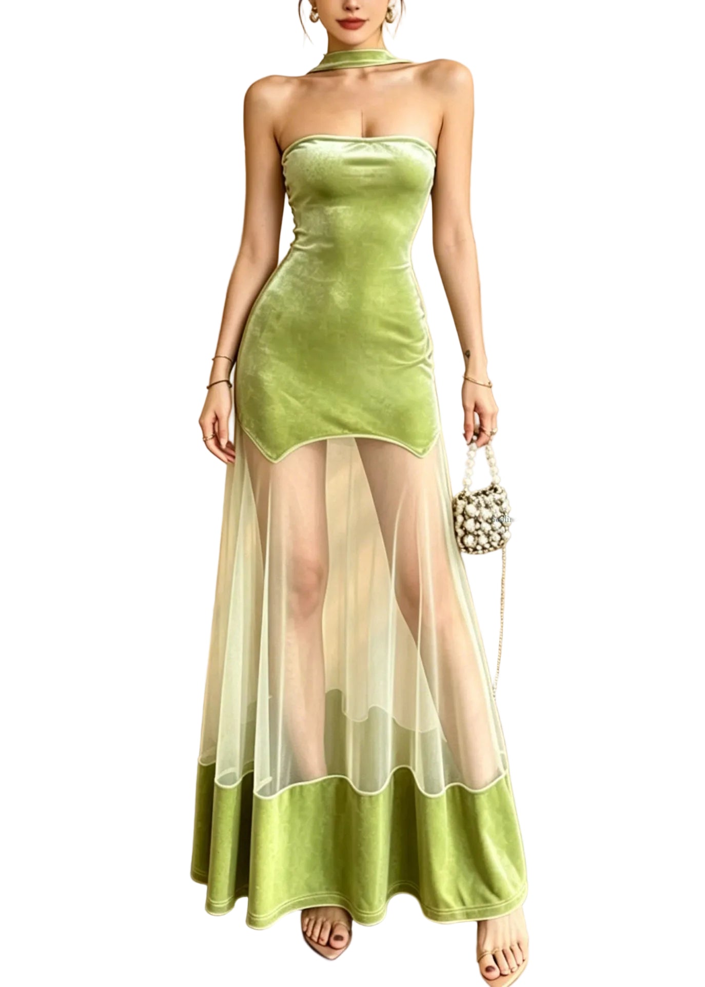 Kvinders Maxi Kjole med Cold Shoulder 0