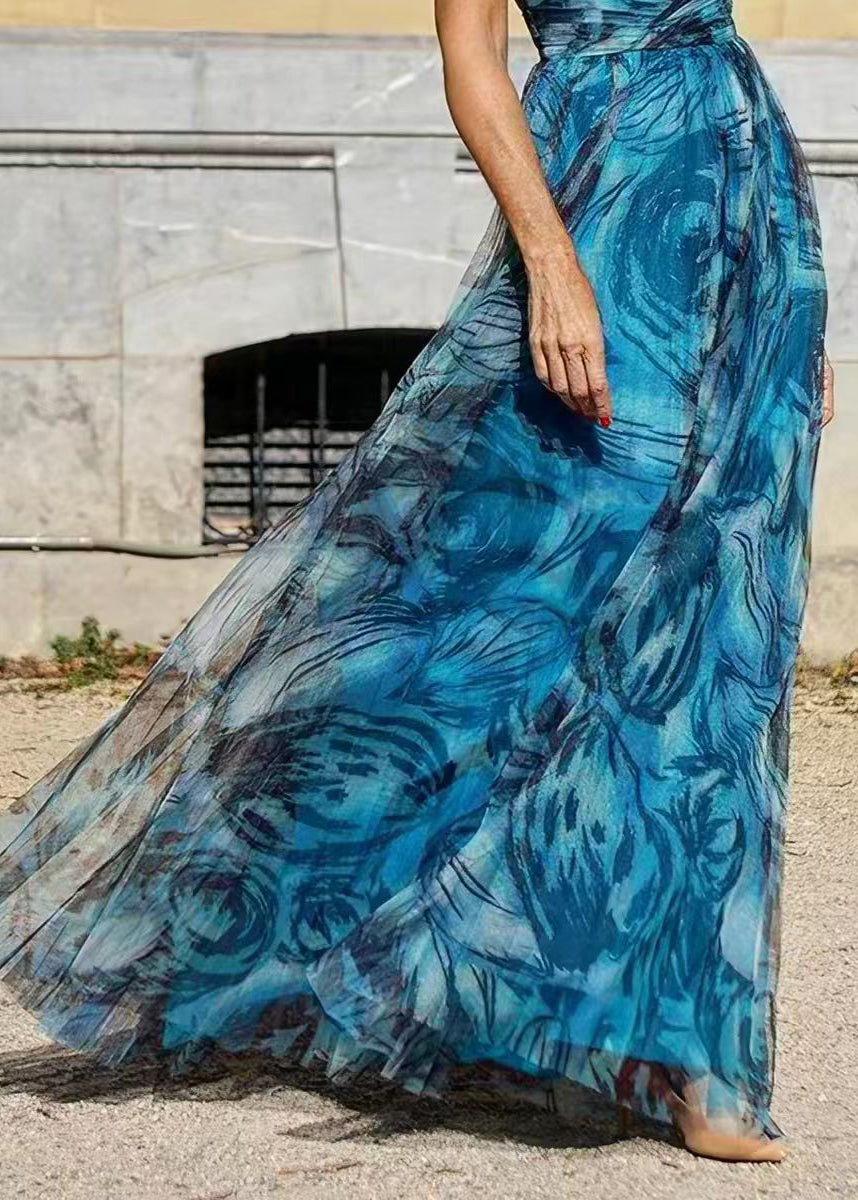 Kvinders Maxi Kjole med V-hals og Blomsterprint Boheme Stil 3