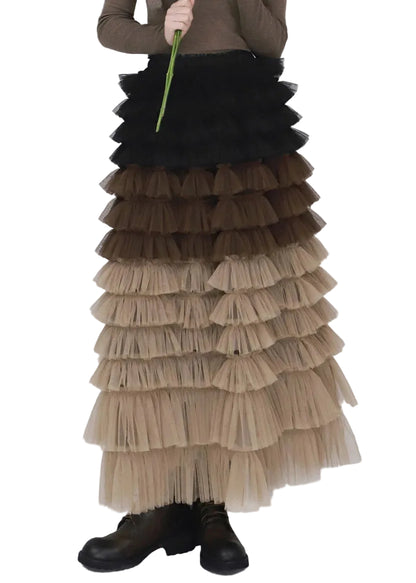 Kvinders Maxi Nederdel Patchwork Tyl Design 0