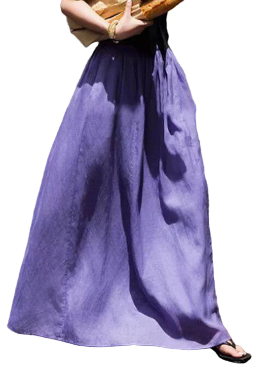 Kvinders Maxi Nederdel i Lilla Patchwork Stil 0