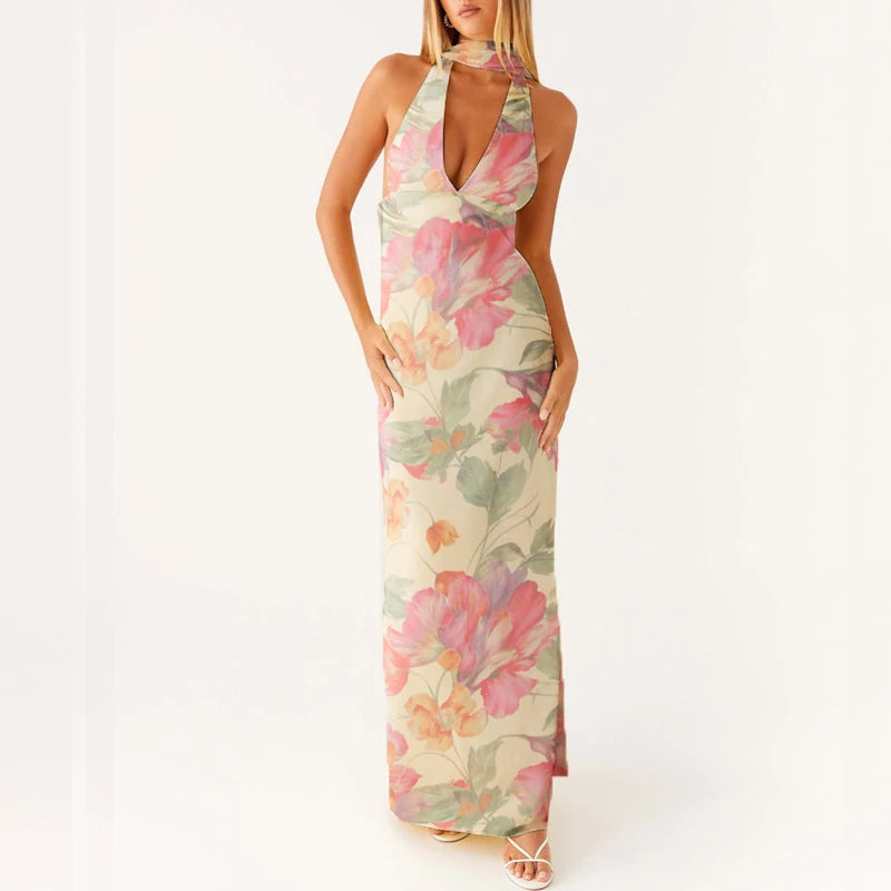 Kvinders Maxikjole Halterneck Boho Style 4