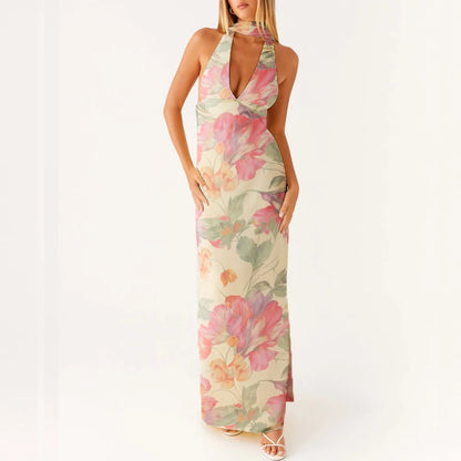 Kvinders Maxikjole Halterneck Boho Style 4