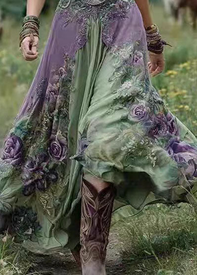 Kvinders Maxikjole V-hals Bohemeprint 4