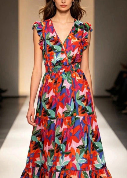 Kvinders Maxikjole med Flæser og Patchwork Design 2