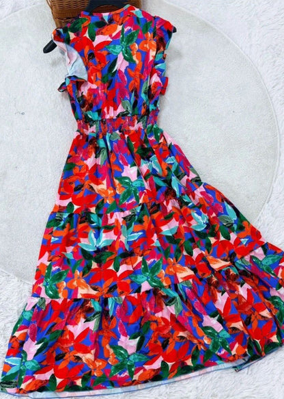 Kvinders Maxikjole med Flæser og Patchwork Design 3