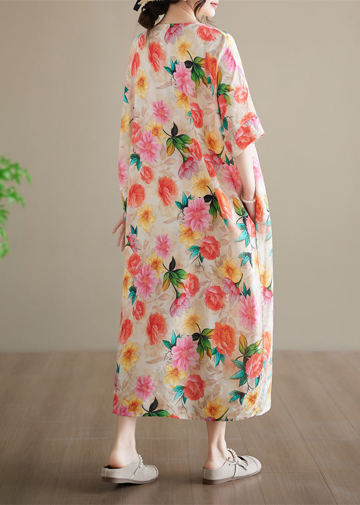 Kvinders Maxikjole med Print og Patchwork i Plus Size 4