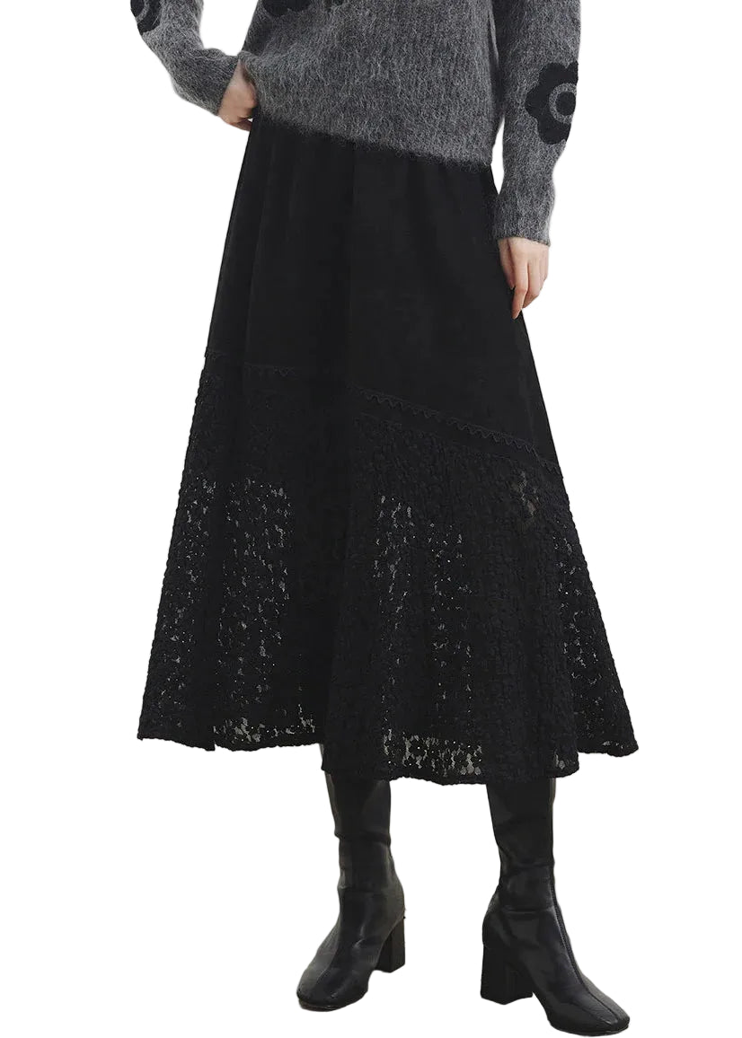 Kvinders Maxinederdel med Elastisk Talje og Blødt Look 0