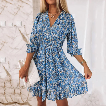 Kvinders Mellemlængde Kjole Bohemian Stil 2