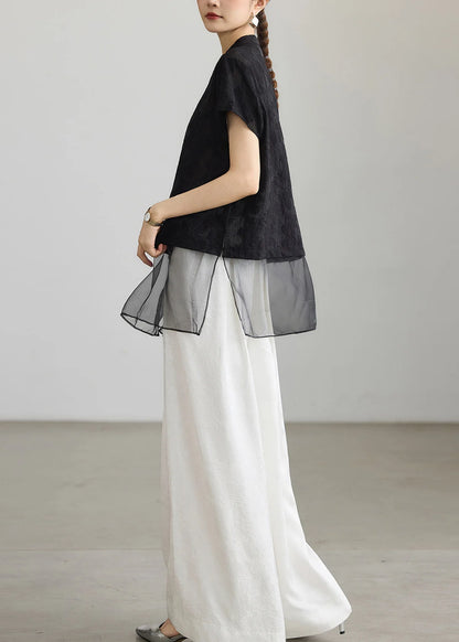 Kvinders Mellemlang Skjorte Patchwork Design 4