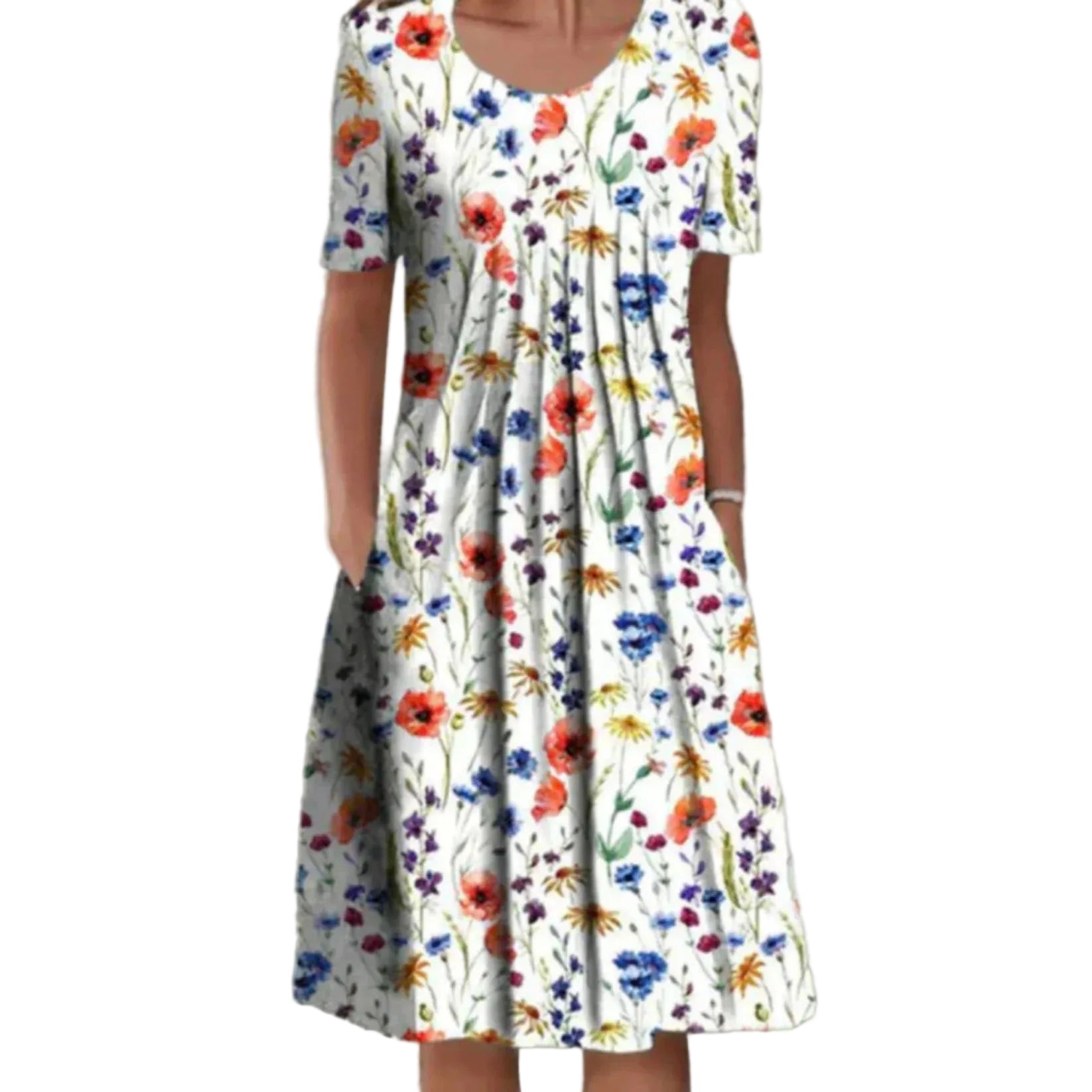 Kvinders Midi Kjole med Blomsterprint 0