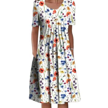 Kvinders Midi Kjole med Blomsterprint 0