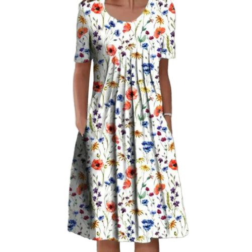 Kvinders Midi Kjole med Blomsterprint 0