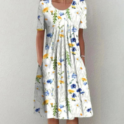Kvinders Midi Kjole med Blomsterprint 1