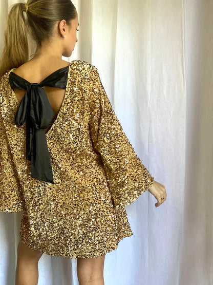 Kvinders Midikjole Glamourøs Med Glitter Detaljer 3