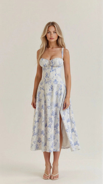 Kvinders Midikjole med Blomstermønster 1