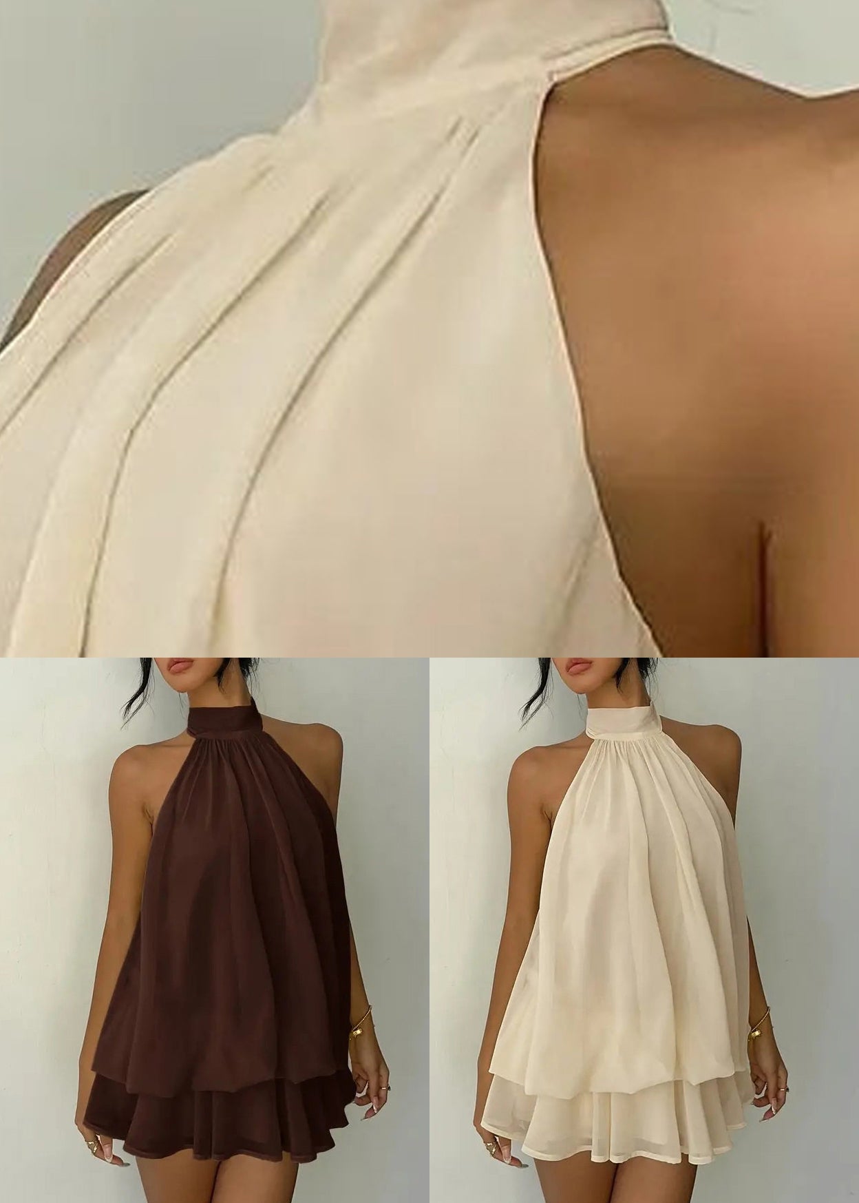 Kvinders Midikjole med Rullekrave og Patchwork Design 4