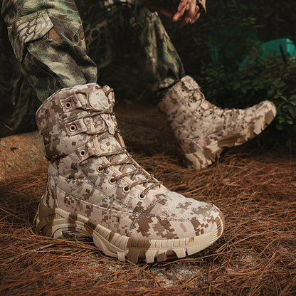 Kvinders Militærstøvler Høj Sål Camouflage 3