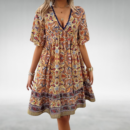 Kvinders Mini Kjole Boho Paisley Stil 1