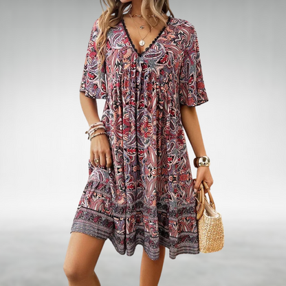 Kvinders Mini Kjole Boho Paisley Stil 3