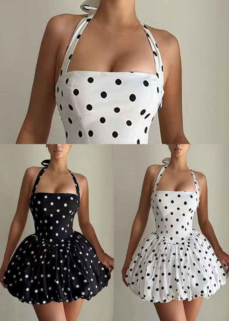 Kvinders Mini Kjole Halter Med Prikker 4