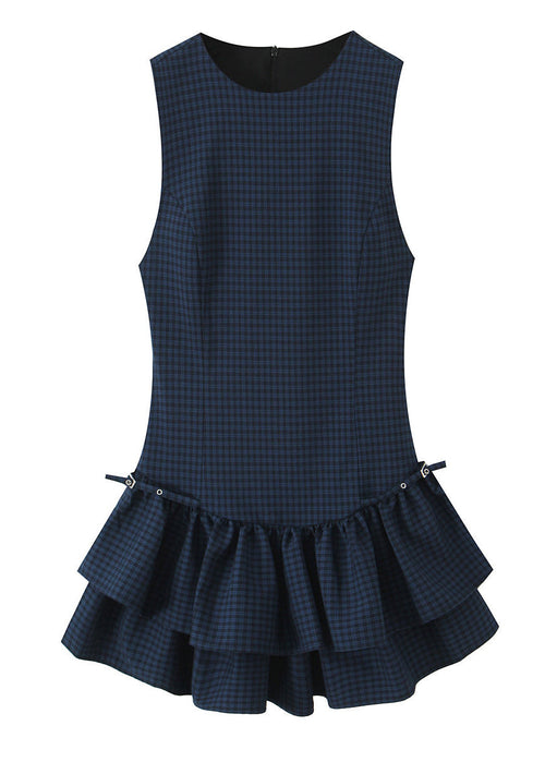 Kvinders Mini Kjole Lagdelt Navy Ternet 3