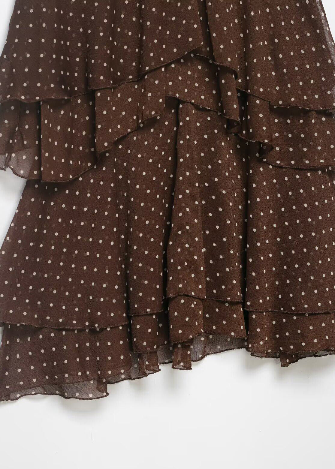 Kvinders Mini Kjole Lagdelt Prikket Halterneck 4