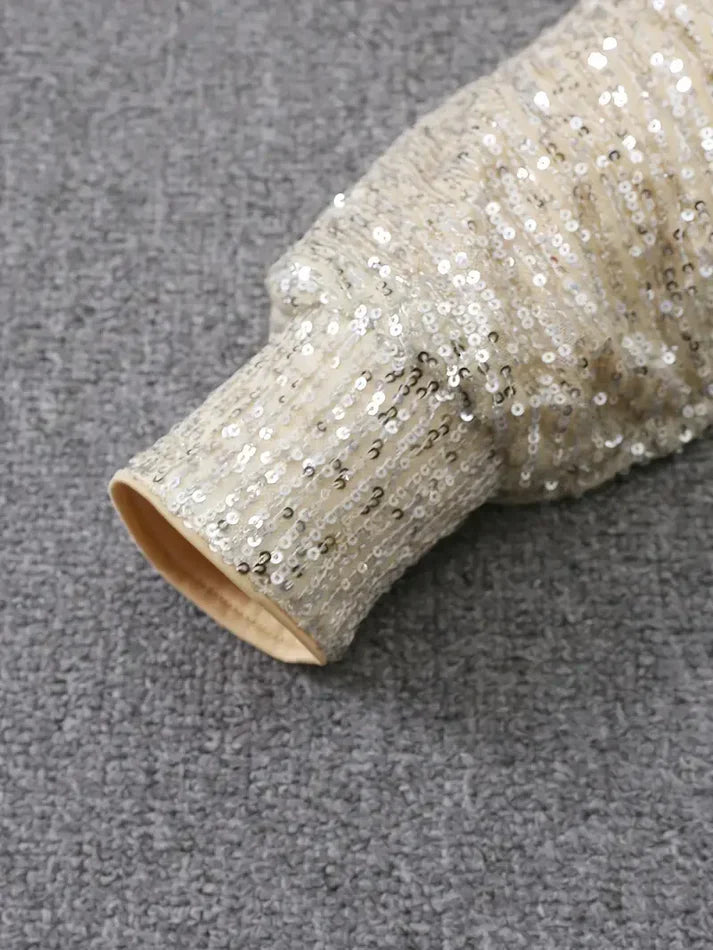 Kvinders Mini Kjole Off-Shoulder Med Glitrende Detaljer 1