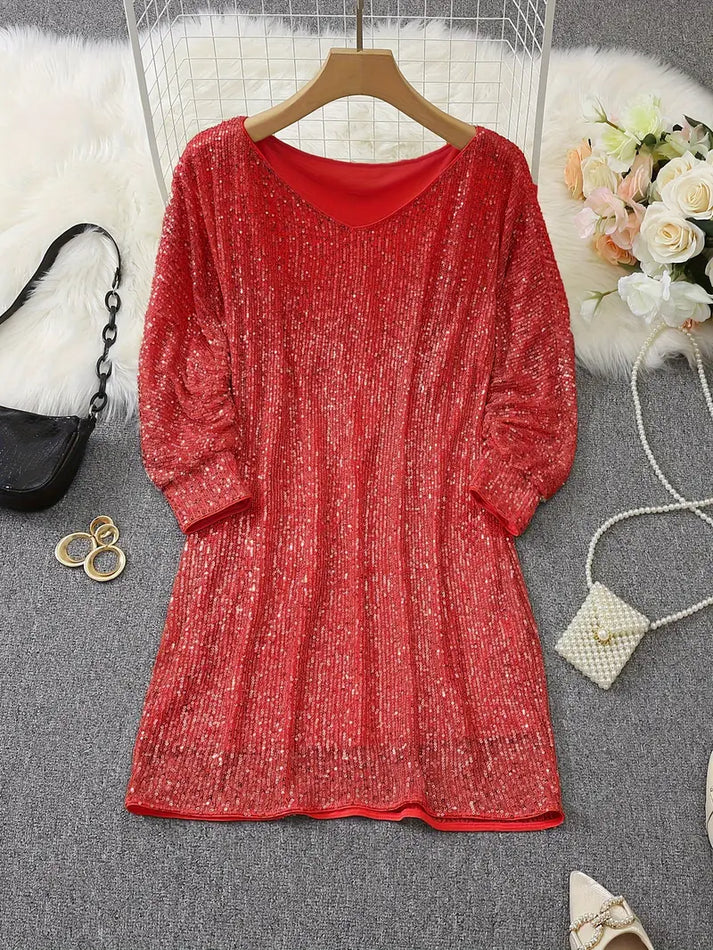 Kvinders Mini Kjole Off-Shoulder Med Glitrende Detaljer 6