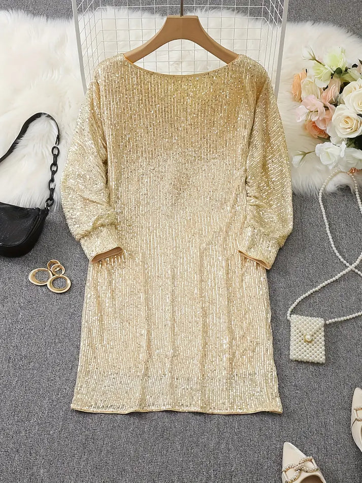 Kvinders Mini Kjole Off-Shoulder Med Glitrende Detaljer 7
