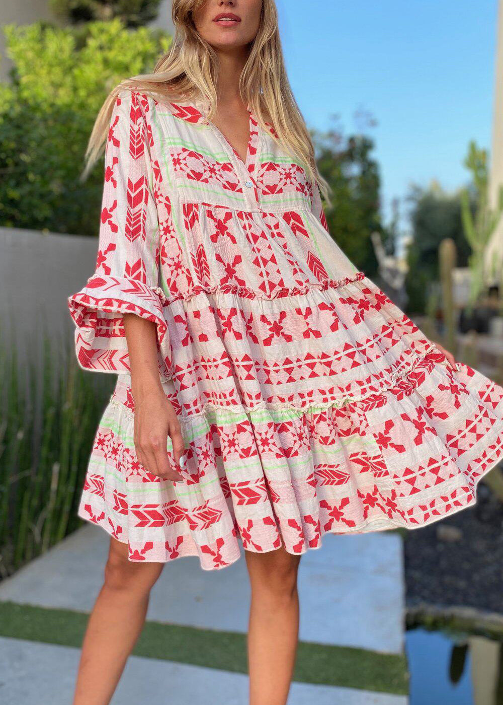 Kvinders Mini Kjole Oversized Print 0