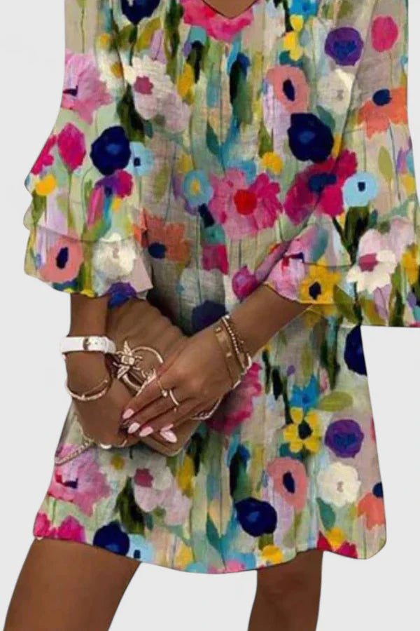 Kvinders Mini Kjole med Blomsterprint 1