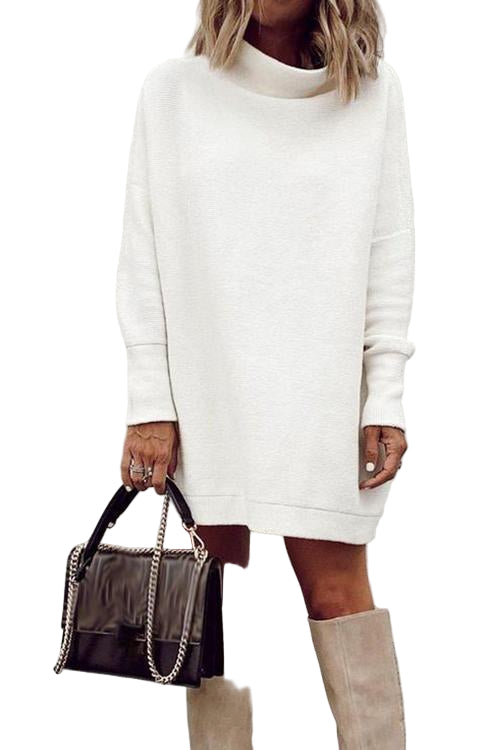 Kvinders Mini Kjole med Mockneck og Drop Shoulder 0