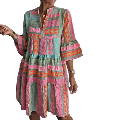 Kvinders Minikjole med 3/4 Ærmer 0