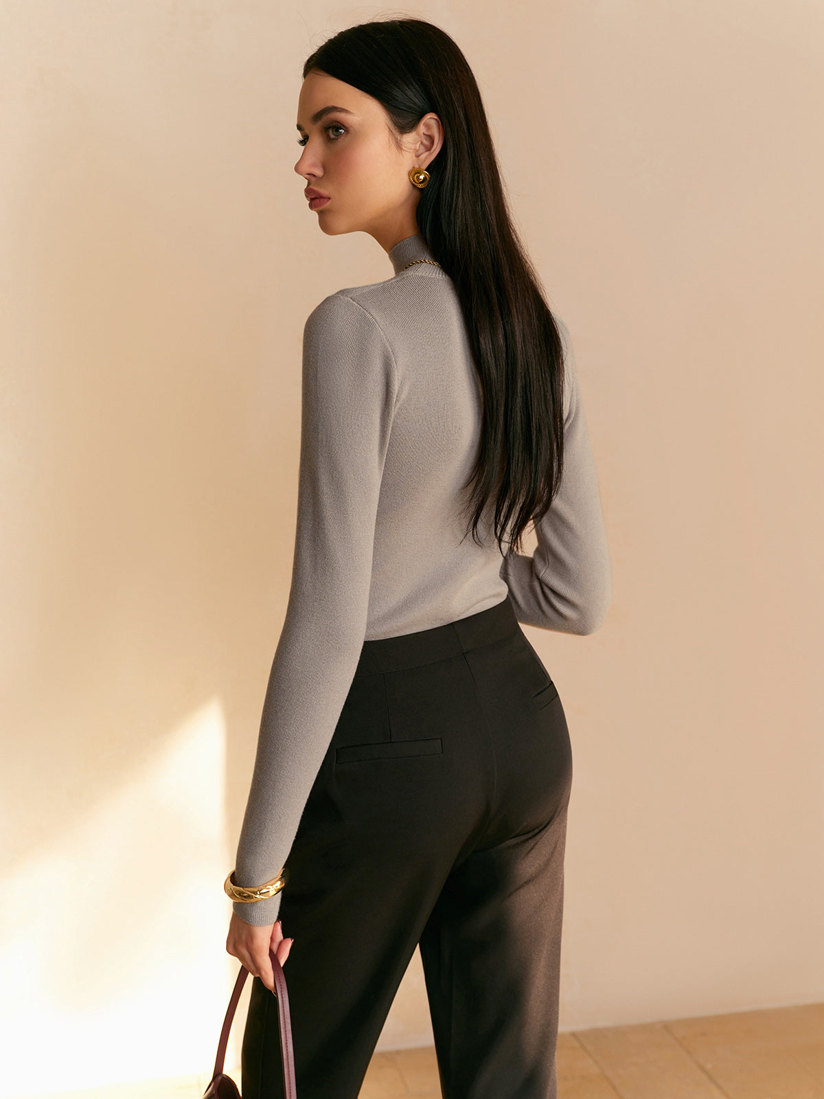 Kvinders Mock Neck Top til Forår 3