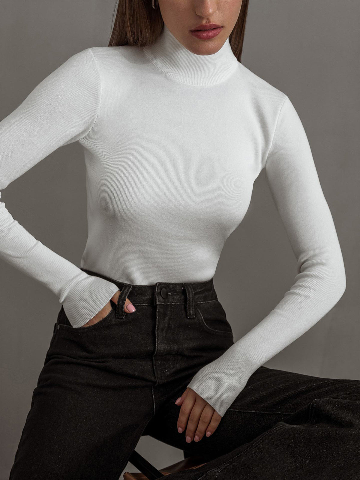 Kvinders Mock Neck Top til Forår 9