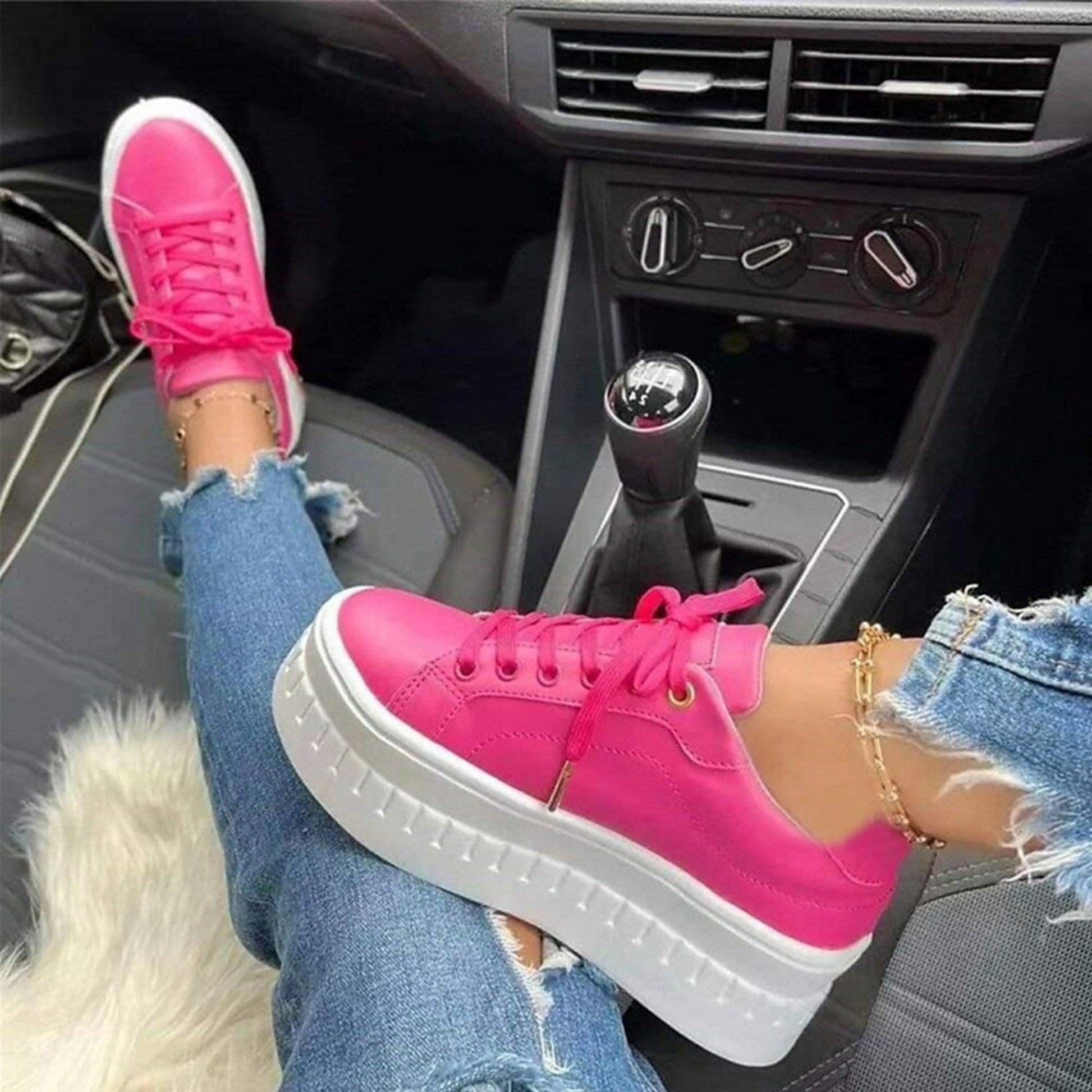 Kvinders Modesneakers med Tyk Sål 3