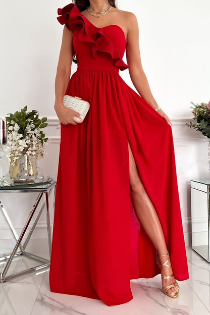 Kvinders Off Shoulder Kjole med Flæser 1