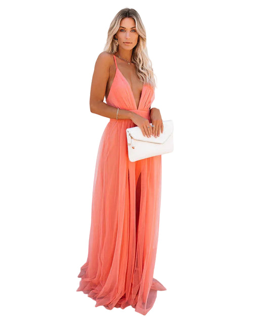 Kvinders Orange Maxi Kjole Med Flydende Design 0