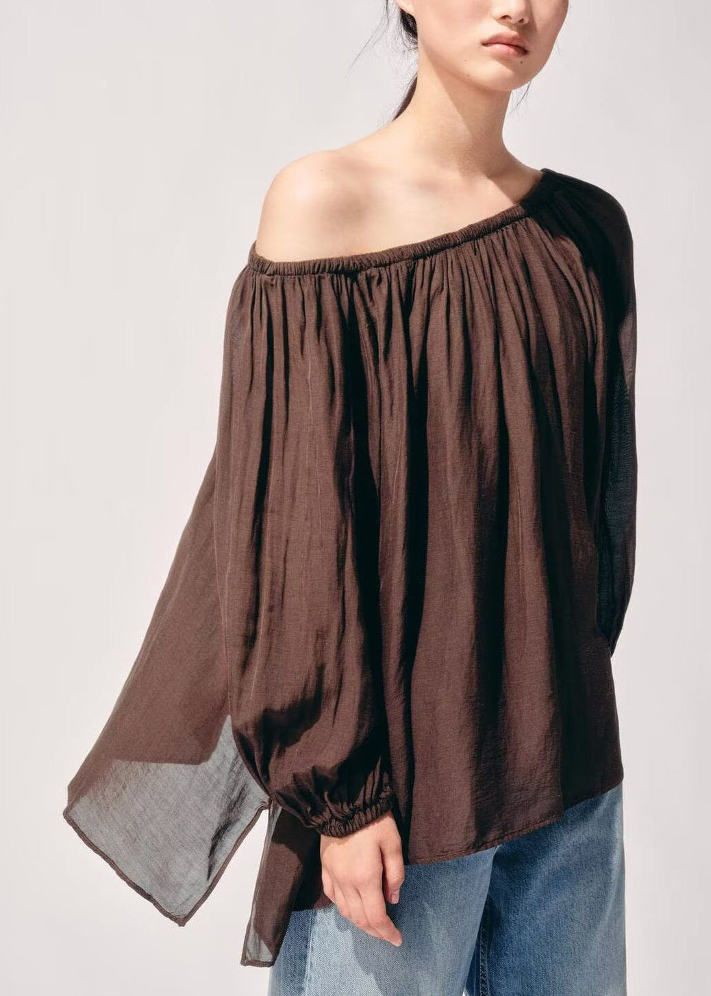 Kvinders Oversize Skjorte Top Rynket Stil 0