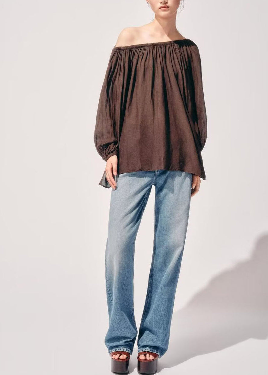Kvinders Oversize Skjorte Top Rynket Stil 1