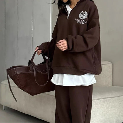 Kvinders Oversize Sweatshirt med Halv Lynlås 3