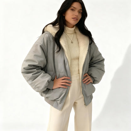 Kvinders Oversize Vinterjakke med Termisk Fleece 2
