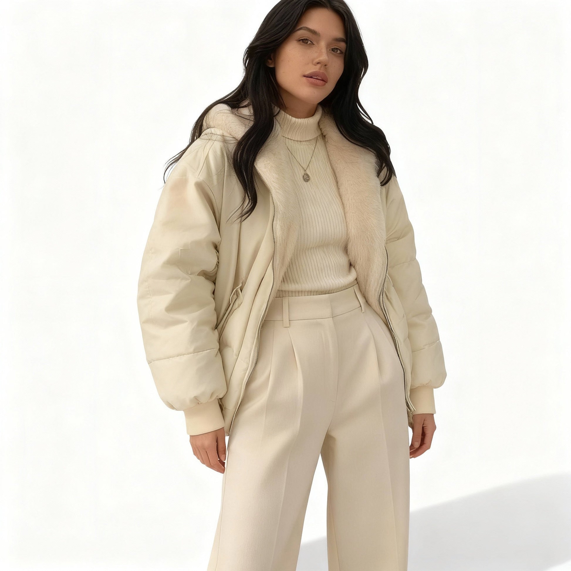 Kvinders Oversize Vinterjakke med Termisk Fleece 3