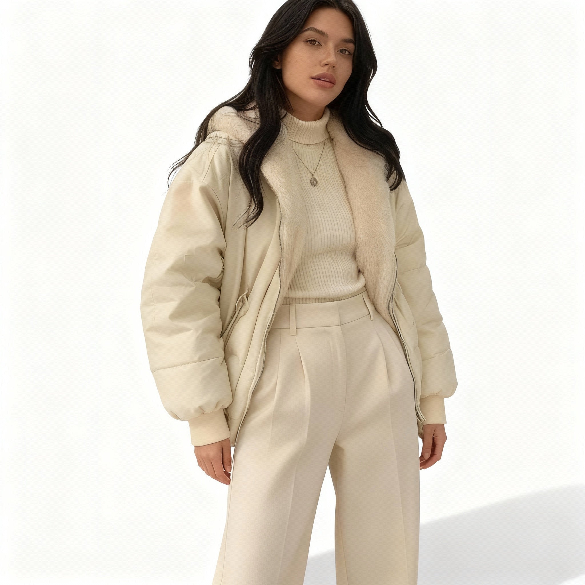 Kvinders Oversize Vinterjakke med Termisk Fleece 3