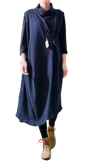 Kvinders Oversized Kaftan Kjole med Lynlås og Skulderdesign 0