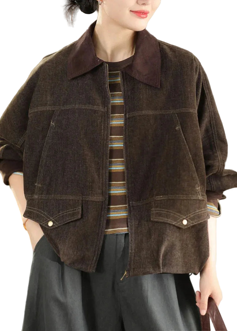 Kvinders Oversized Patchwork Bomuldsjakke Efterår 0