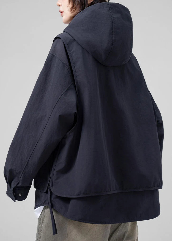 Kvinders Oversized Patchwork Frakke Todelt Efterårsstil 3