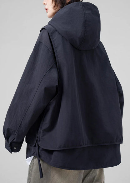 Kvinders Oversized Patchwork Frakke Todelt Efterårsstil 3