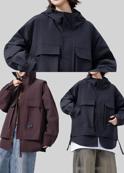 Kvinders Oversized Patchwork Frakke Todelt Efterårsstil 4