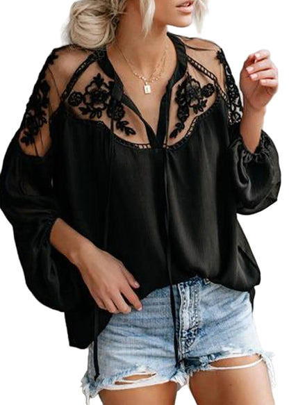 Kvinders Oversized Skjorte med Patchwork og Blonde 0